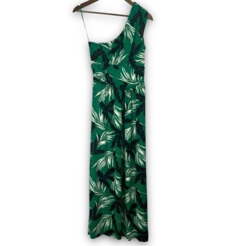 Vince Camuto One Shoulder Tropical Print Green‎ Vacation Resort Cruise Maxi M